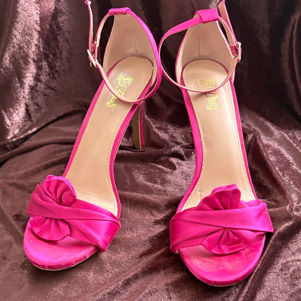 Brash Fuchsia Heels with Ankle Strap